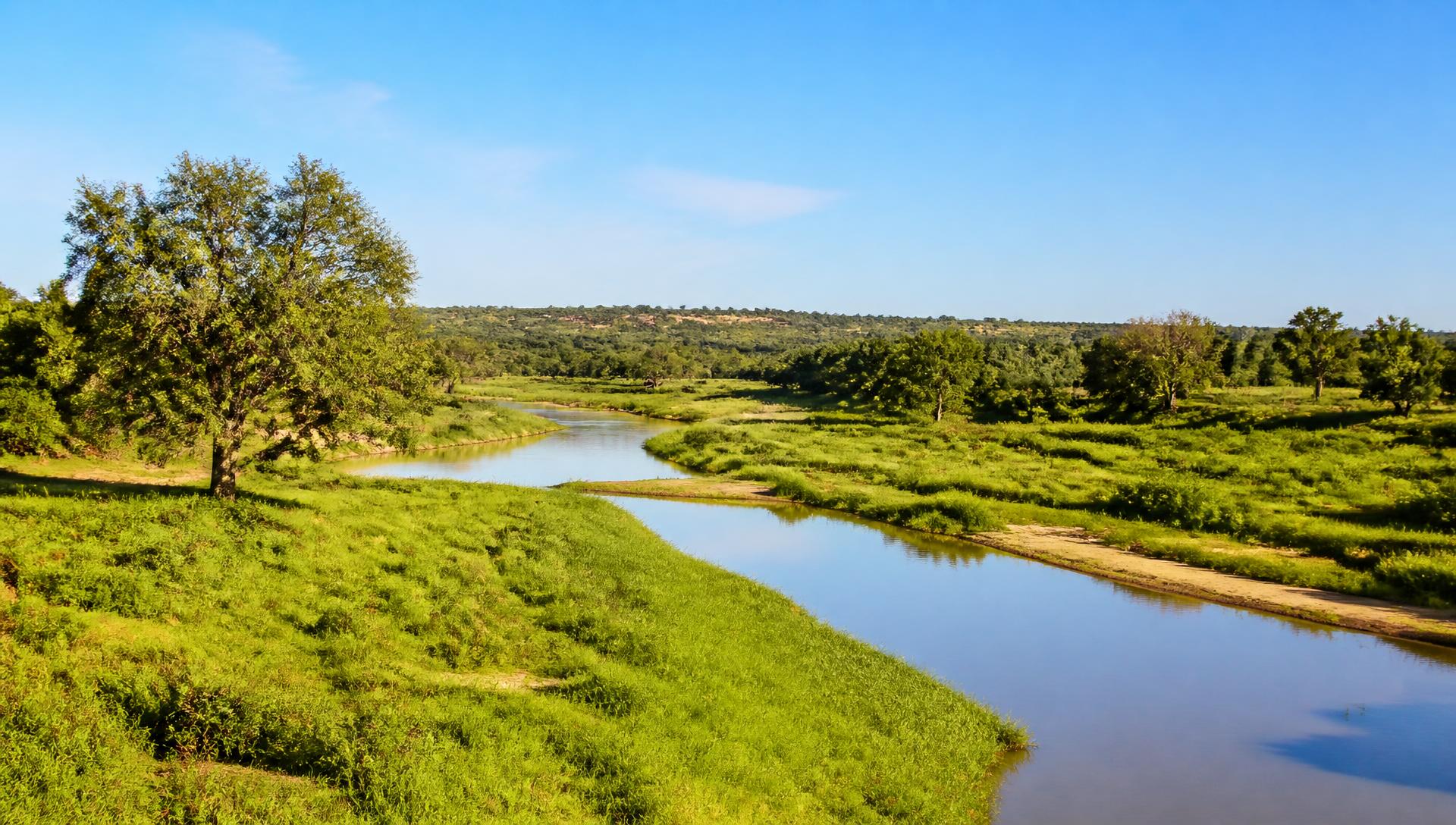 Green floodplain beside the Olifants River in the Greater Kruger