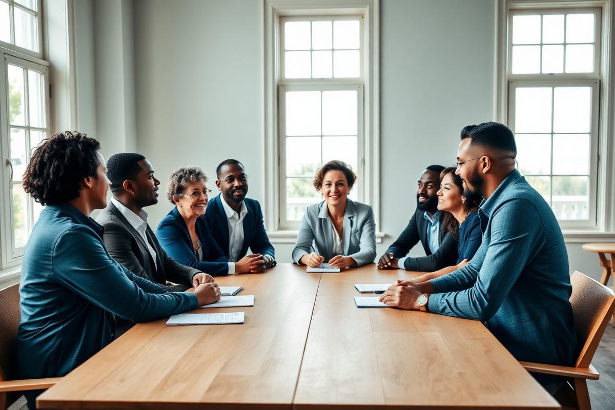 A diverse executive team in an open, honest workshop discussion